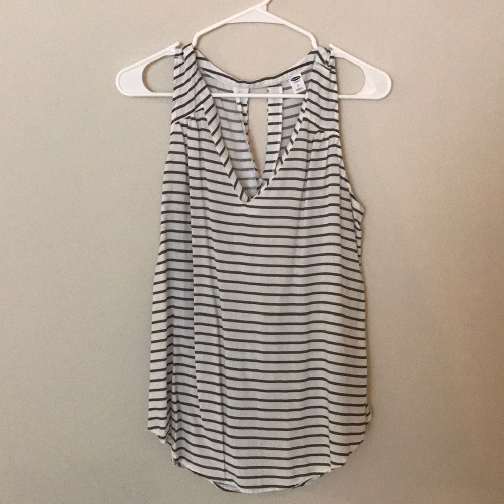 Old Navy sleeveless blouse (white/green | L)